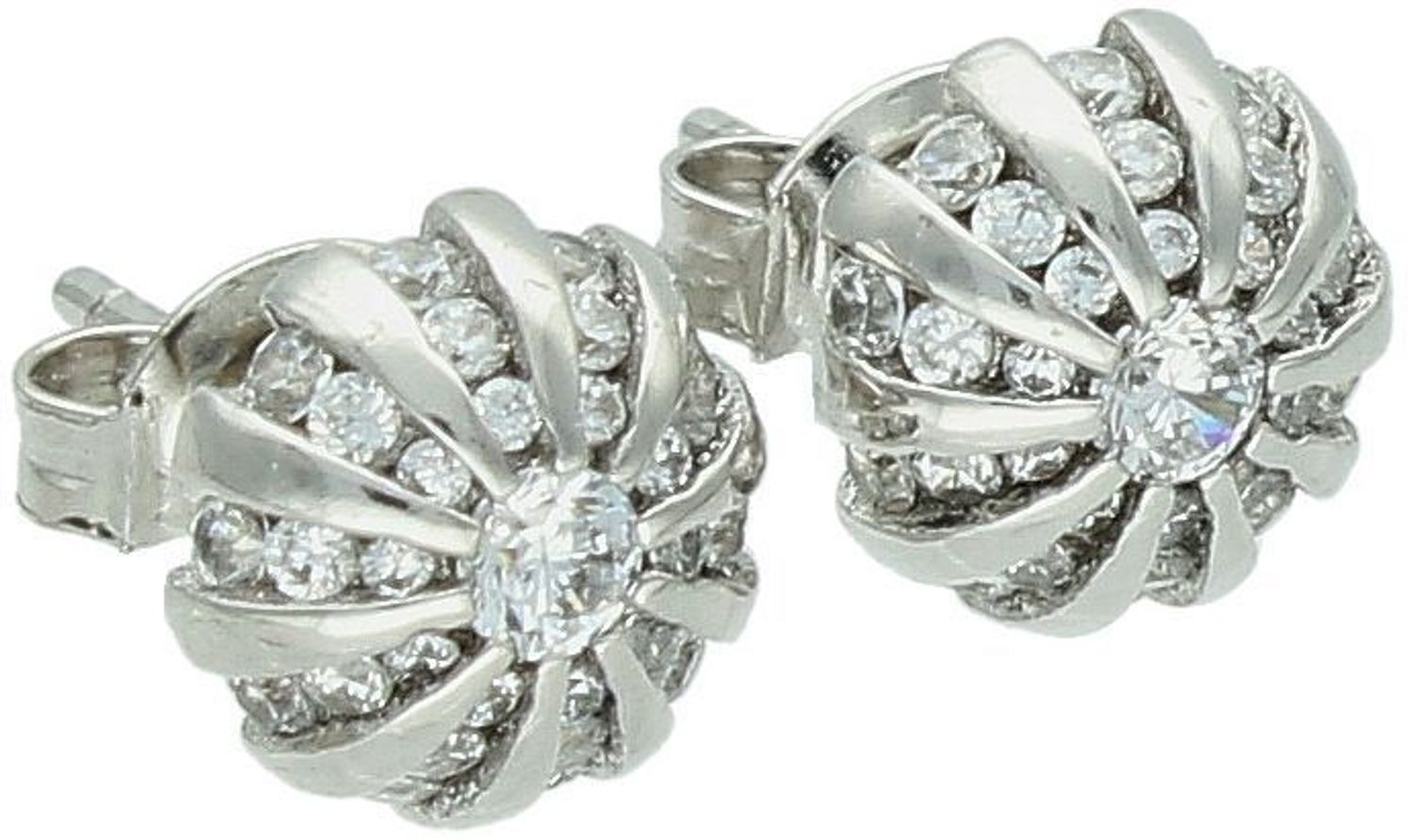 Kolczyki damskie srebrne okrągłe w cyrkonie próba 925, K 2247.jpg